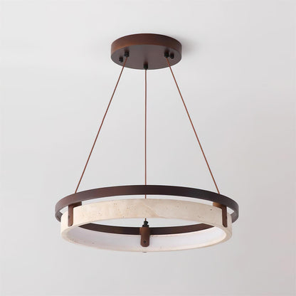 Laurent Ring Kronleuchter, Travertinstein mit integrierter LED