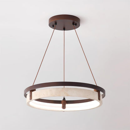 Laurent Ring Kronleuchter, Travertinstein mit integrierter LED