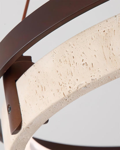 Laurent Ring Kronleuchter, Travertinstein mit integrierter LED
