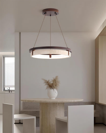 Laurent Ring Kronleuchter, Travertinstein mit integrierter LED