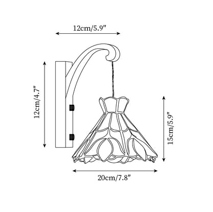 Clémence Serena Tiffany Wandleuchte Messing Holz und Glas LED-Beleuchtung