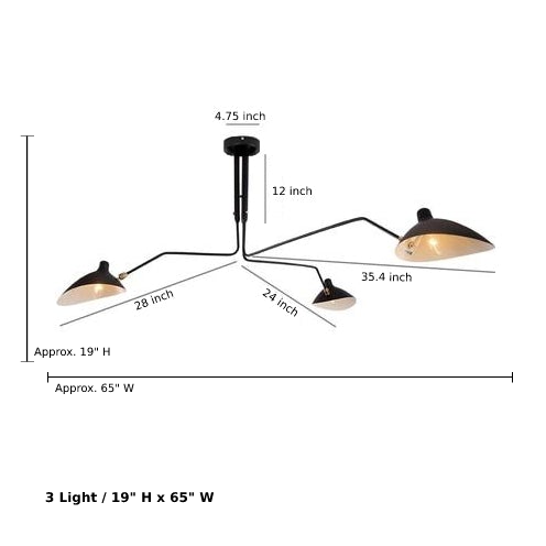 Camille Deckenleuchte mit drehbarem Arm, LED, Schwarz Messing, verstellbar