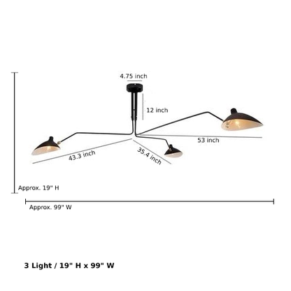 Camille Deckenleuchte mit drehbarem Arm, LED, Schwarz Messing, verstellbar