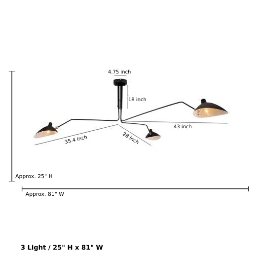 Camille Deckenleuchte mit drehbarem Arm, LED, Schwarz Messing, verstellbar