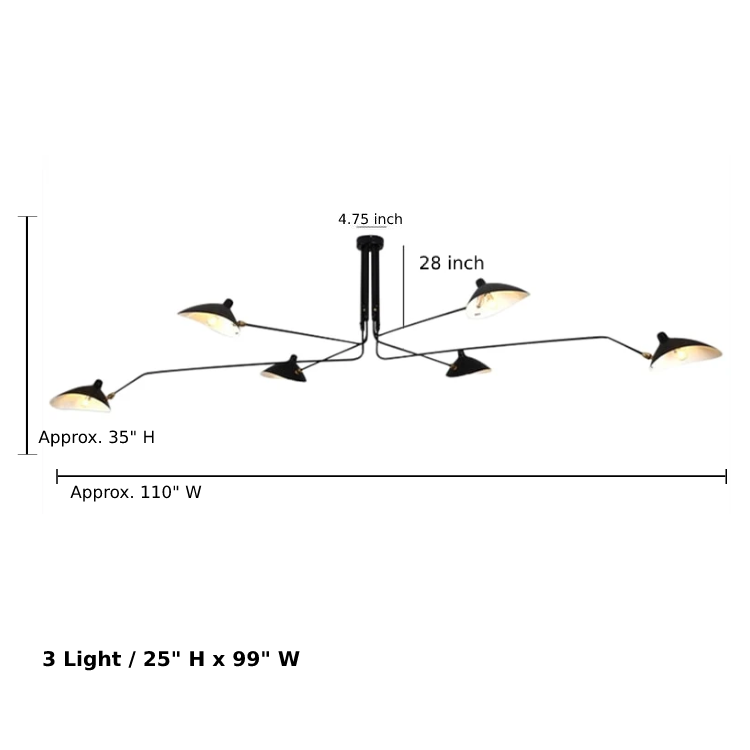 Camille Deckenleuchte mit drehbarem Arm, LED, Schwarz Messing, verstellbar