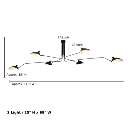 Camille Deckenleuchte mit drehbarem Arm, LED, Schwarz Messing, verstellbar