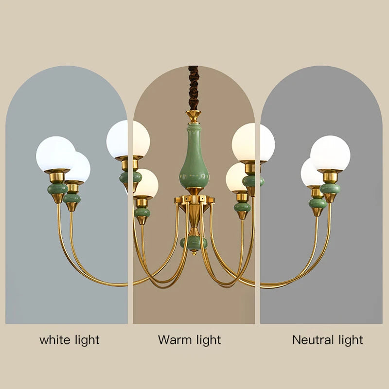Minimalistische Retro-Gold-Keramik-Pendelleuchte mit LED-Leuchten für Schlafzimmer und Loft