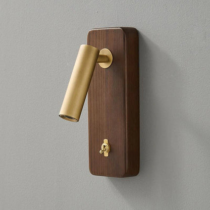 Camille Messing- und Holz-Wandleuchte E27 mit Schalter Moderne Akzentbeleuchtung