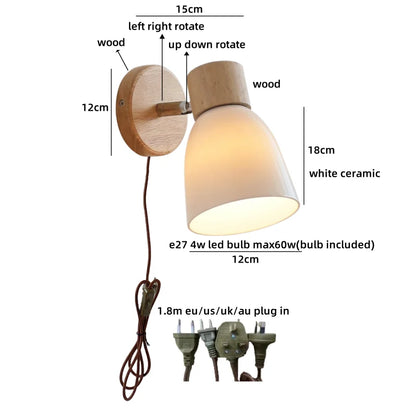 Lucienne Bernsteinglas Holz Wandleuchte
