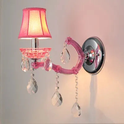 Europäische Kinderzimmer Schlafzimmer Wandlampen Prinzessin Warme Rosa Kristall Leuchte Wohnzimmer Hintergrund Wand LED-Leuchten Lampen