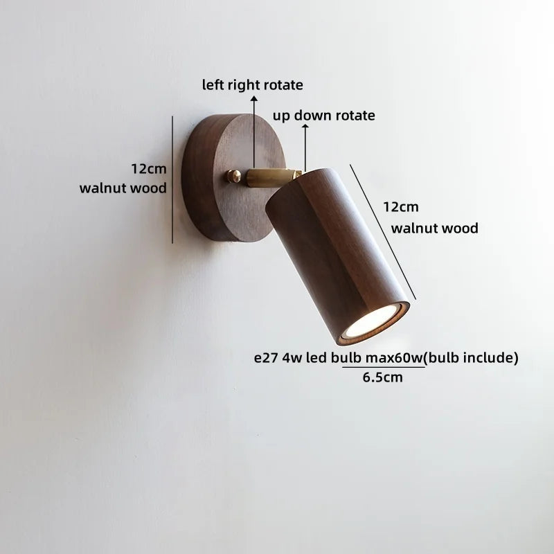 Camille Gold Copper Walnut LED Wall Lamp Japan Style