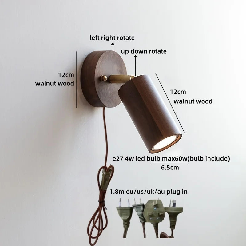 Camille Gold Copper Walnut LED Wall Lamp Japan Style