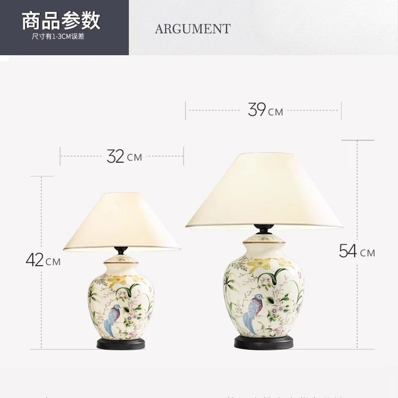 Blumen- und Vogel-Keramik-LED-Stehlampe für Schlafzimmer und Wohnzimmer