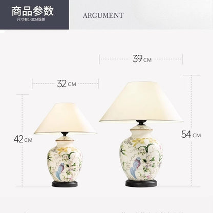 Blumen- und Vogel-Keramik-LED-Stehlampe für Schlafzimmer und Wohnzimmer