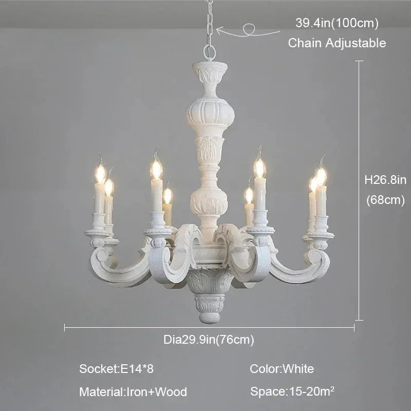 Geneviève Roman Pillar Wooden Chandelier for Classic Interiors