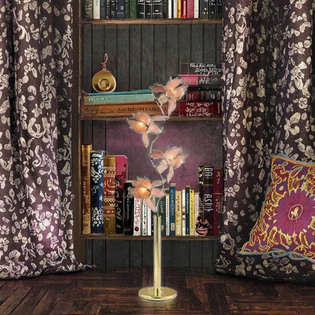 Élodie Modern Lotus LED Floor Lamp E26 Pink Glass Flower