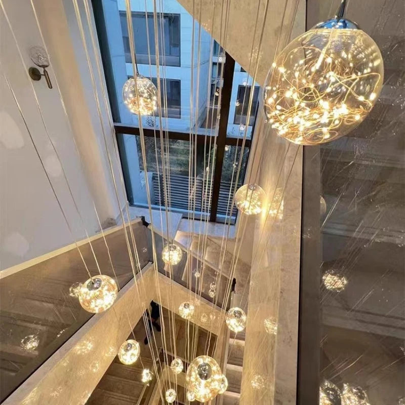 Adèle Sternenhimmel LED Treppenhaus Pendelleuchte Kronleuchter