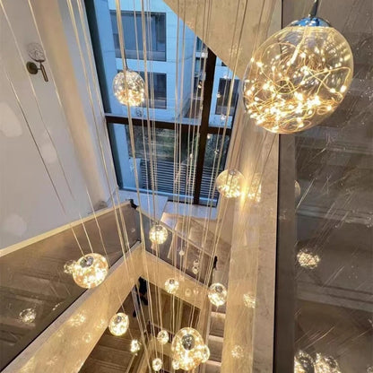 Adèle Sternenhimmel LED Treppenhaus Pendelleuchte Kronleuchter