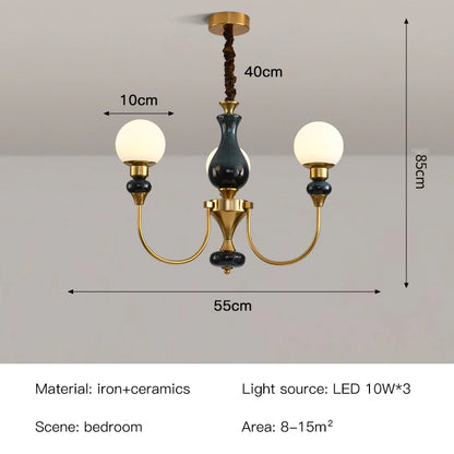 Minimalistische Retro-Gold-Keramik-Pendelleuchte mit LED-Leuchten für Schlafzimmer und Loft