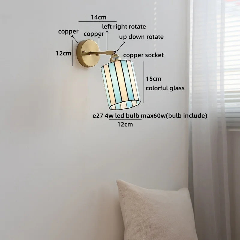 Isabelle Vintage Blue Glass Copper LED Wall Sconce