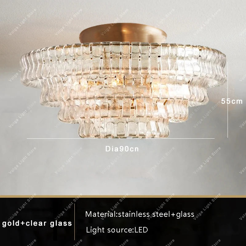 Runder Deckenleuchter aus grauem Glas