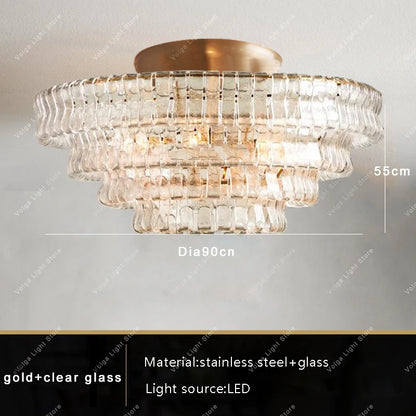 Runder Deckenleuchter aus grauem Glas