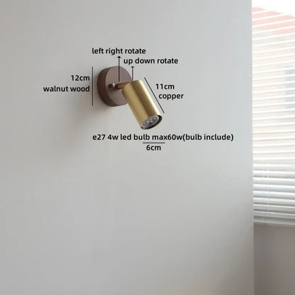 Camille Gold Copper Walnut LED Wall Lamp Japan Style