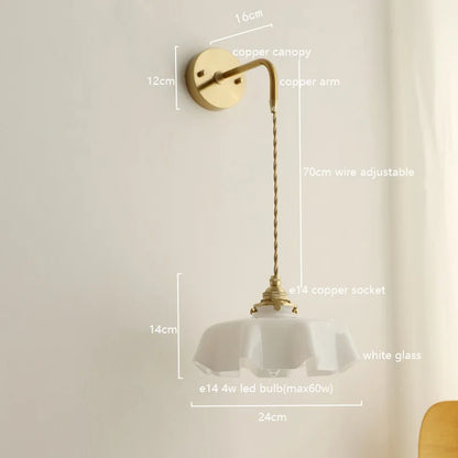 Élise Pink Glass Copper Wall Light