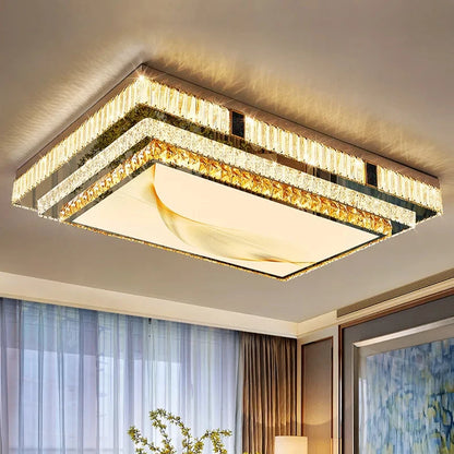 Celestia Gold Kristall Deckenleuchte mit bündigem LED