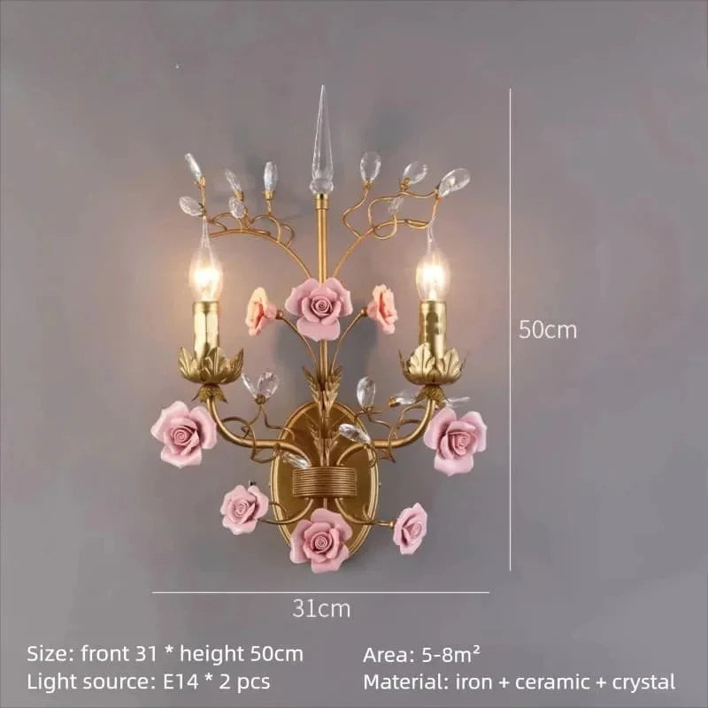 Chloé French Rose Gold Keramik-Blumen-Pendelleuchte mit 5 Leuchten