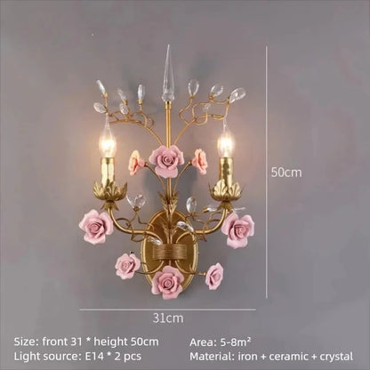 Chloé French Rose Gold Keramik-Blumen-Pendelleuchte mit 5 Leuchten