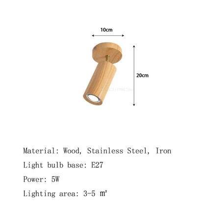 Camille Wooden LED E27 Surface Spotlight Ceiling Lamp