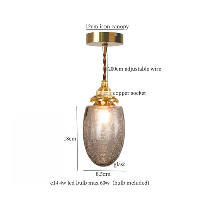 Élise Vintage Cracked Glass Copper LED Pendant Lamp Loft Style