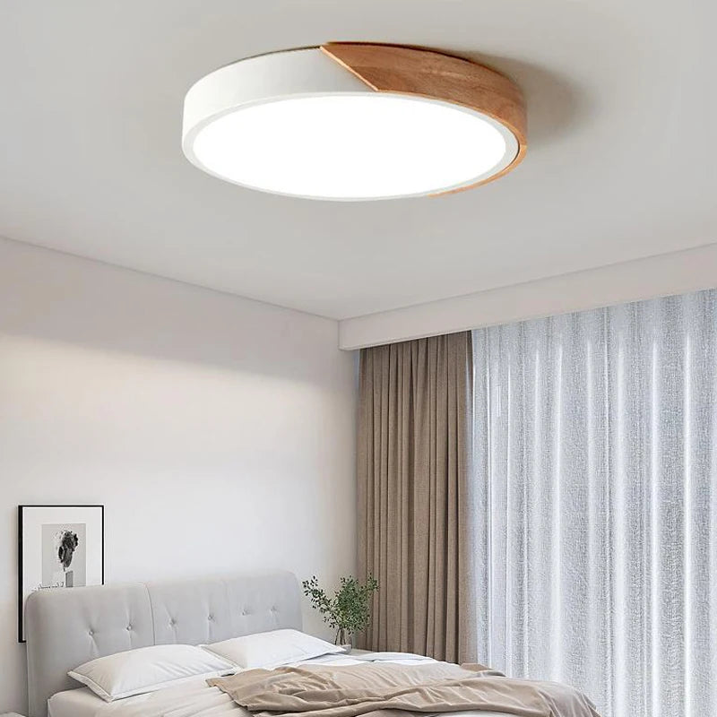 Camille Nordic Macaroon LED-Deckenleuchte, rund, aus Holz