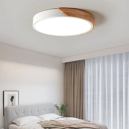Camille Nordic Macaroon LED-Deckenleuchte, rund, aus Holz
