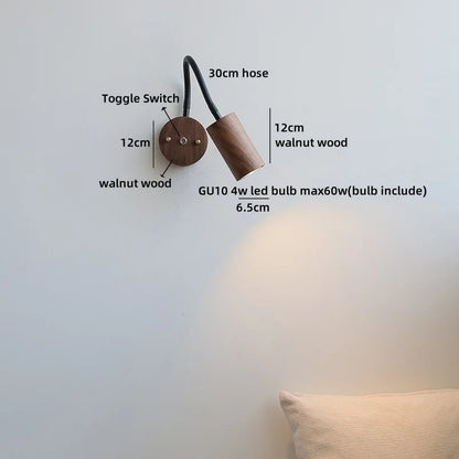 Élodie Walnut Wood LED Wall Lamp 30cm