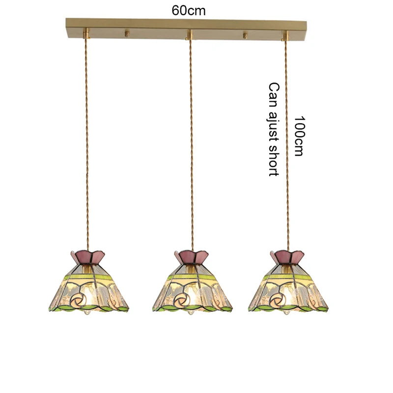 Camille Retro Buntglas-Pendelleuchte E27