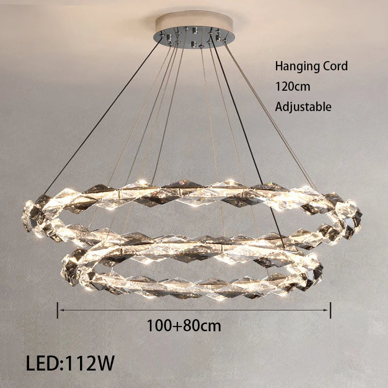 Élodie 2025 Moderner Ring Kristall LED Dimmbare Deckenleuchte Silber Dekor Lampe