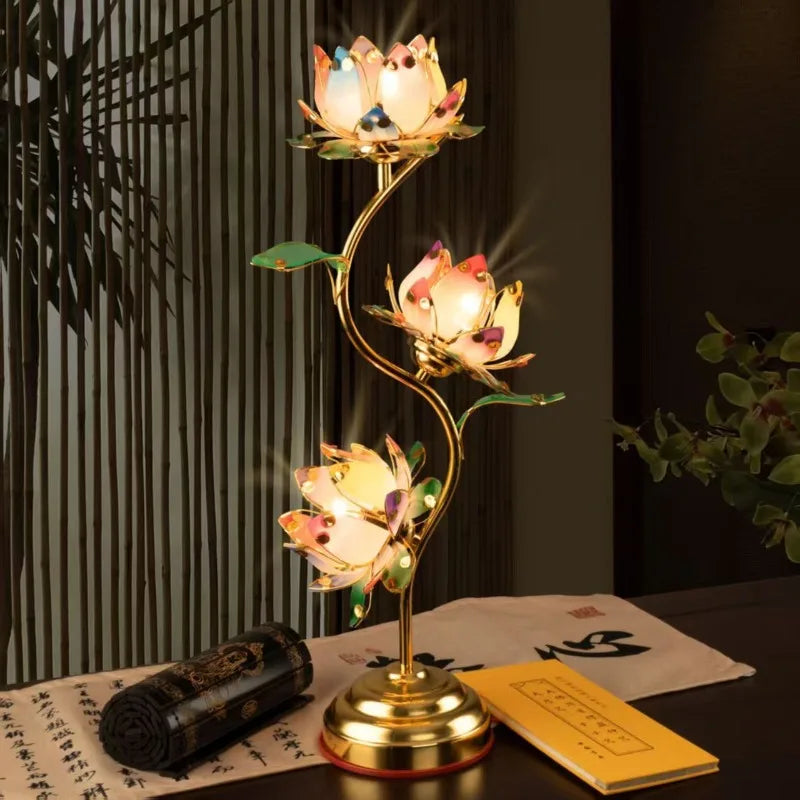Camille Lotus Farbwechselnde LED-Seiden-Tischleuchte E27