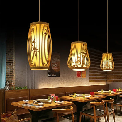 Élise Bamboo Zen Pendant Lantern E27 Chinese Style Woven Light