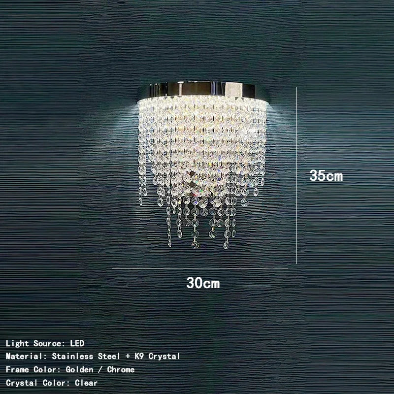 Camille Crystal Tassel Staircase Chandelier Luxury Ceiling Light