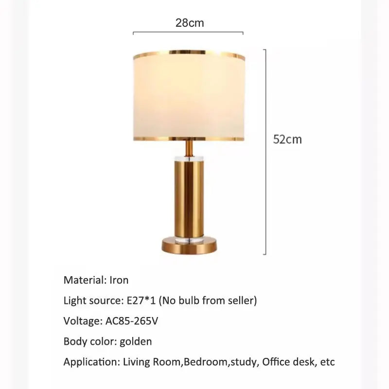 Amélie nordische Kristall-Stoff-Tischlampe E27 warmes Schlafzimmerlicht