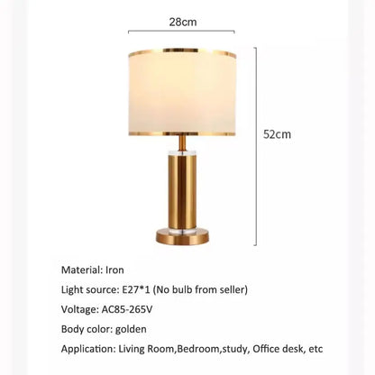 Amélie nordische Kristall-Stoff-Tischlampe E27 warmes Schlafzimmerlicht
