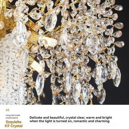 Isabelle K9 Kristall Baumast Kronleuchter Luxuriöse Gold Deckenleuchte