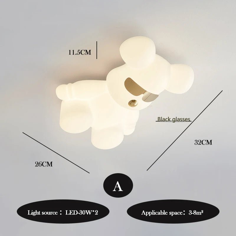 Amélie Nordic White Bear Kinder-LED-Deckenleuchte Minimalistisch