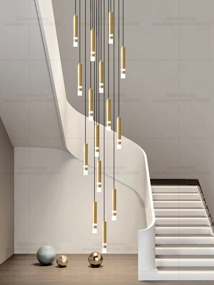 Aurélie Modern Gold LED Staircase Chandelier Light