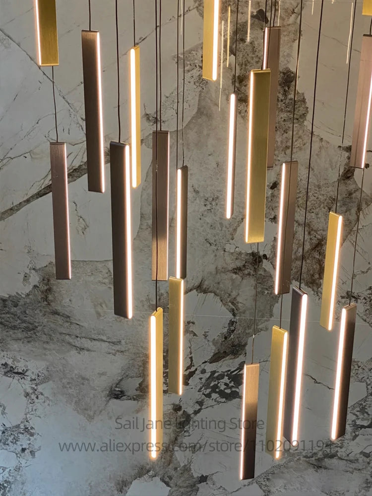 Élise Nordic Square LED Treppenhaus Pendelleuchte Kronleuchter