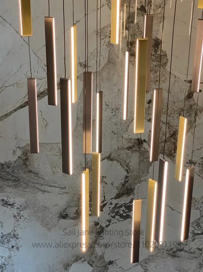 Élise Nordic Square LED Treppenhaus Pendelleuchte Kronleuchter