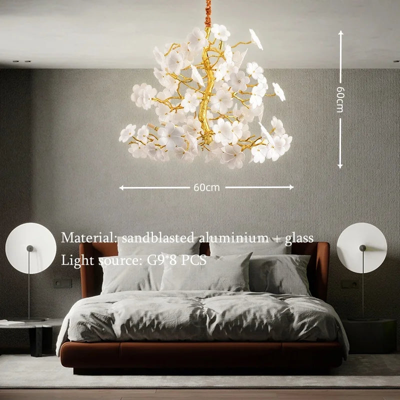 Aurélie Bloom Petal Chandelier Luxury Gold Ceiling Pendant Light
