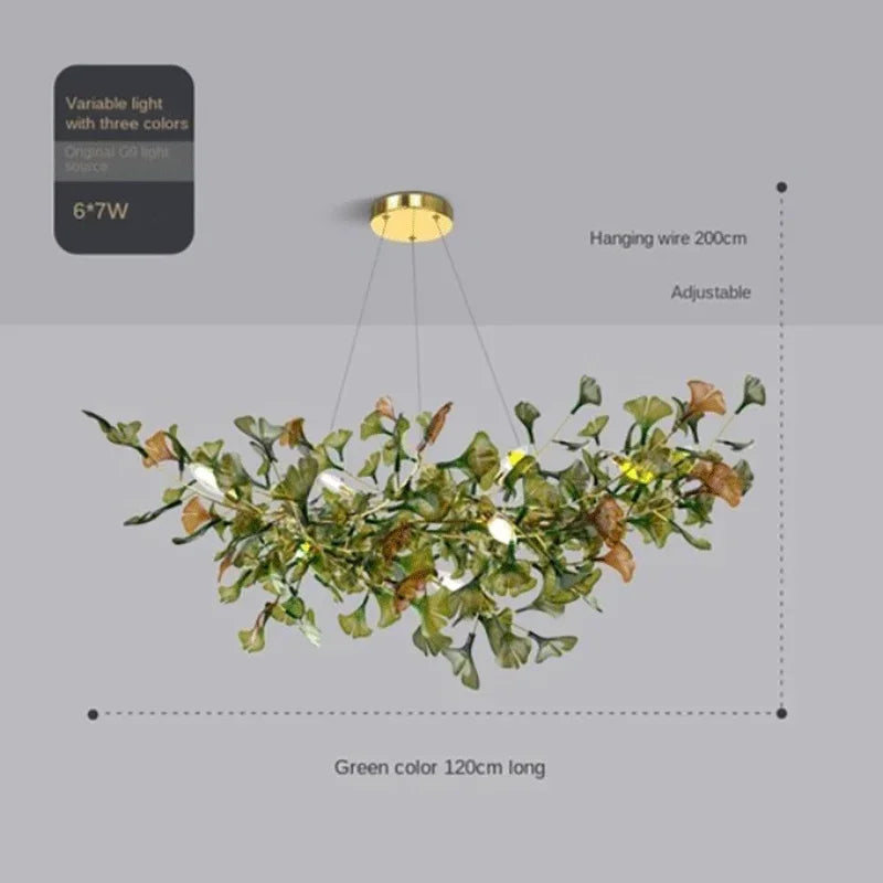 Luxuriöser Ginkgoblatt-Glas-Ast-Kronleuchter